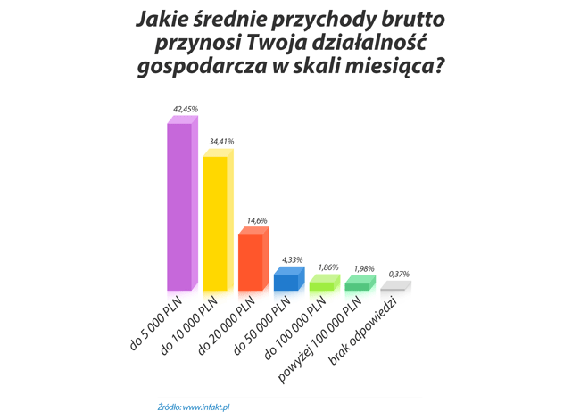 Jakie średnie przychody brutto przynosi Twoja działalność gospodarcza w skali miesiąca?